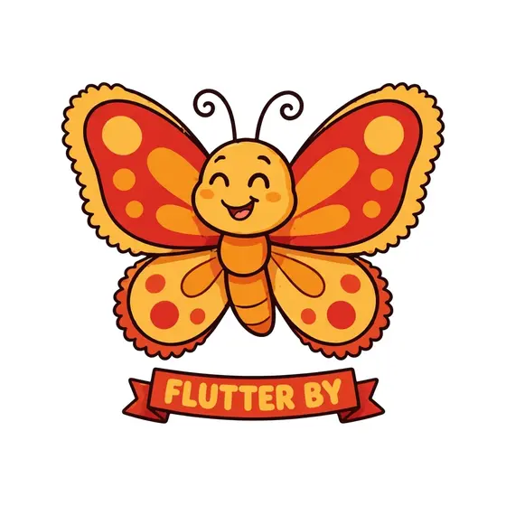 Grinning Butterfly With Red Banner