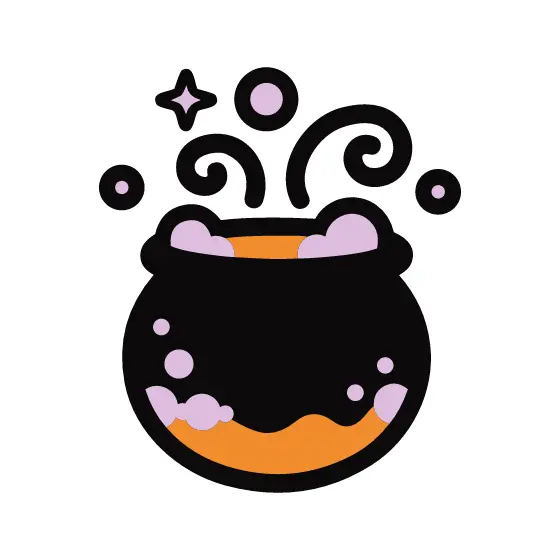 Witch Cauldron With Sparkle Steam