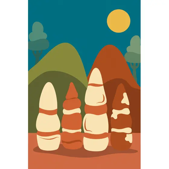 Four Cream and Rust Hoodoos at Dusk