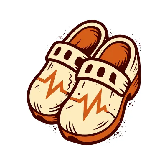 Cream Clogs With Orange Heartbeat Line