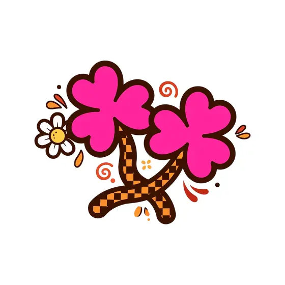 Tilted Pink Clovers With Daisy Accent
