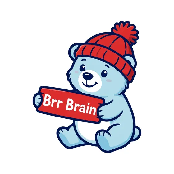 Seated Polar Bear Gripping Brr Brain Banner