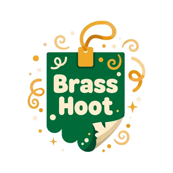Green Brass Hoot Curled Corner Label