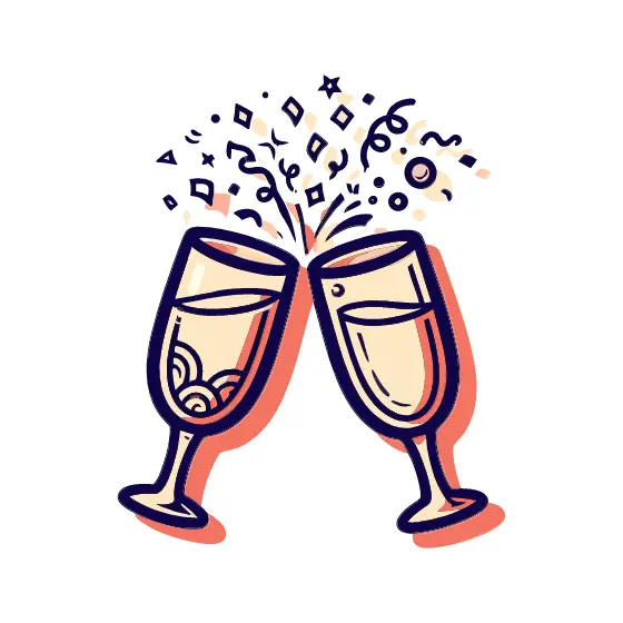 Champagne Flutes Toasting With Bubbles