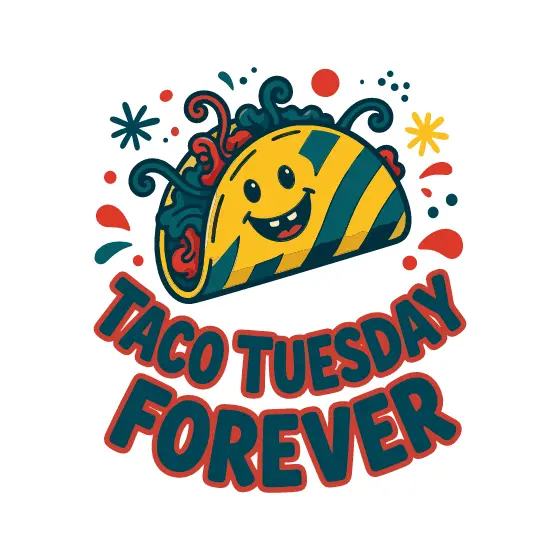 Striped Taco With Red Outline Lettering