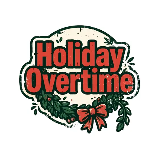Red Holiday Overtime Badge Cream Ground
