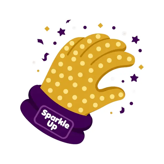 Tilted Gold Glove With Confetti