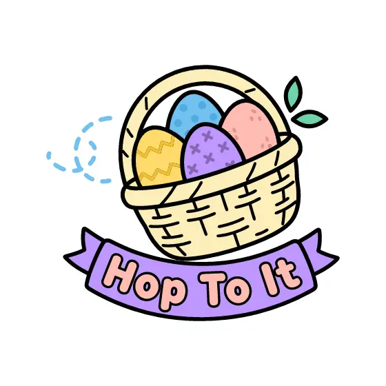 Pastel Basket Of Eggs With Lavender Ribbon
