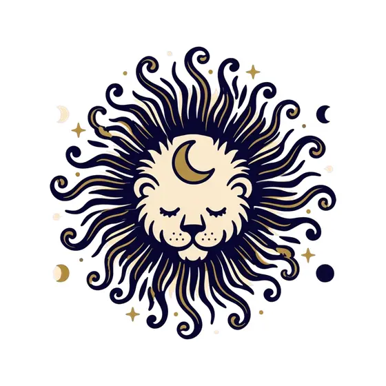 Navy Mane Lion With Moon