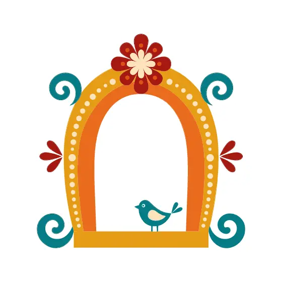 Mustard Arched Window With Bird