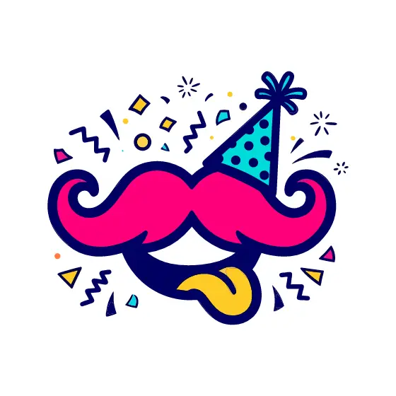 Mustache With Polka Dot Hat and Tongue