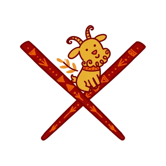 Goat With Sprig on Chopsticks