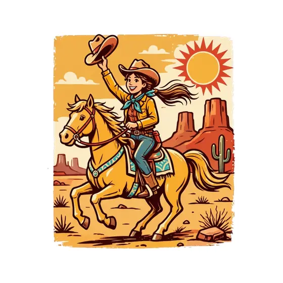 Galloping Cowgirl With Windblown Hair