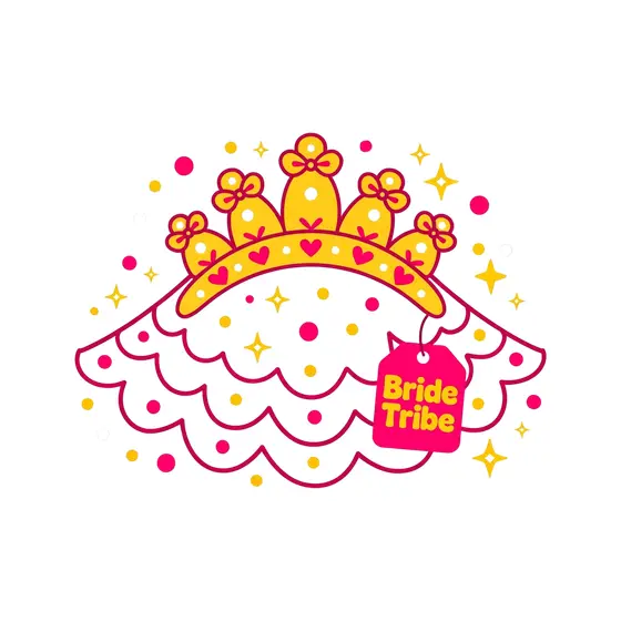 Golden Crown Veil With Pink Bride Tribe Tag