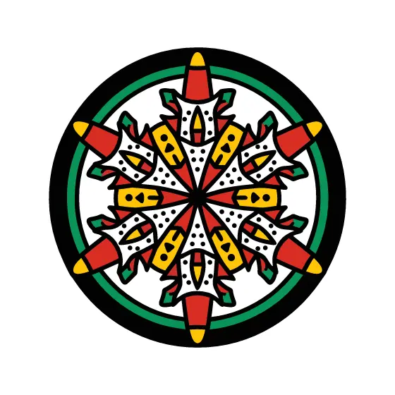 Ornate Snowflake Emblem In Black Ring