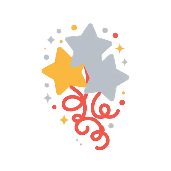 Silver Star Balloons with Curly Ribbon