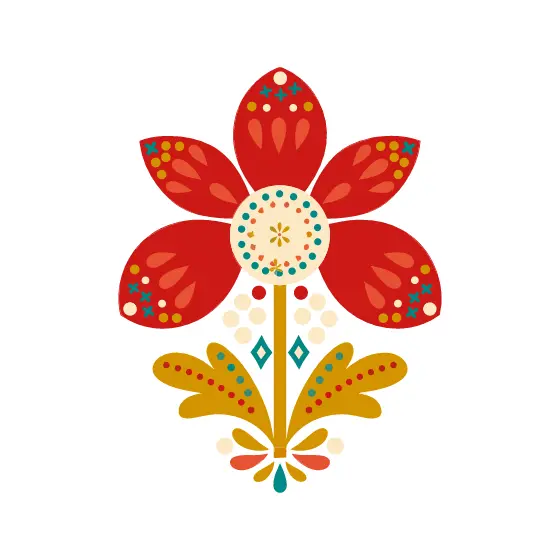 Five Petal Red Flower Stem