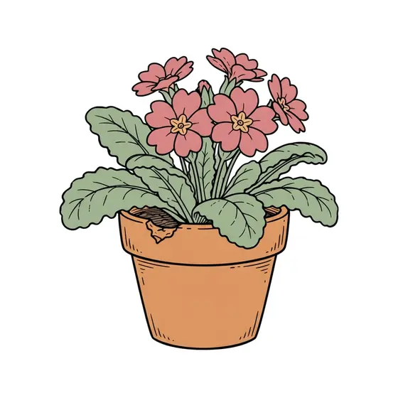 Pink Primroses in Terracotta Pot