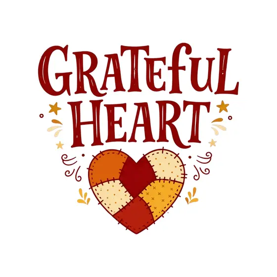 Grateful Heart With Patchwork Quilt Heart