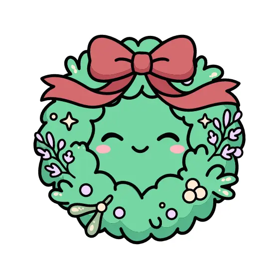Smiling Wreath With Ribbon Banner