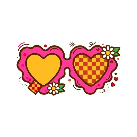 Heart Sunglasses With Checkerboard Lenses