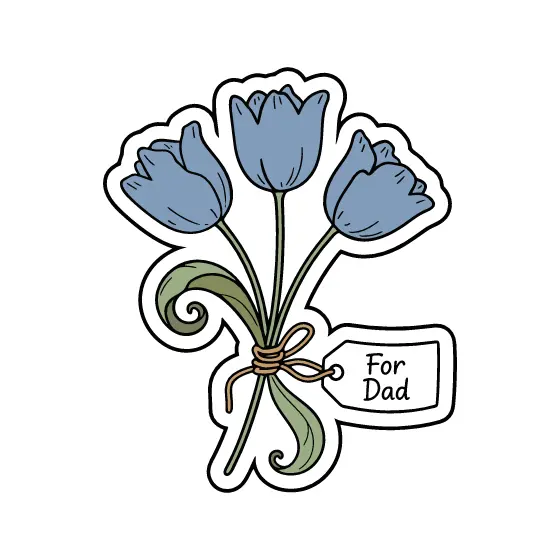Blue Tulip Bundle With Blank Dad Tag