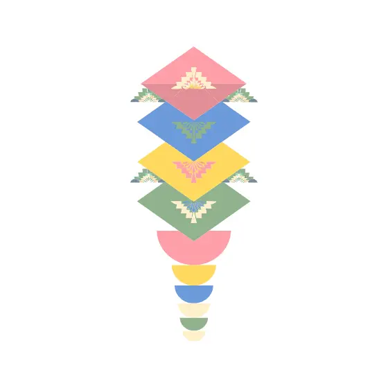 Stacked Diamond Kite With Stepped Semicircle Tail