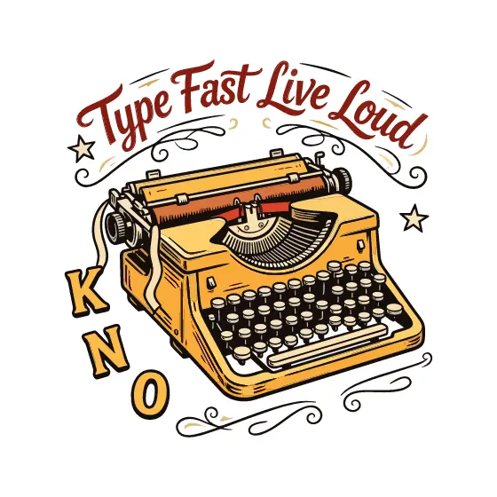 Yellow Typewriter With Arched Red Lettering