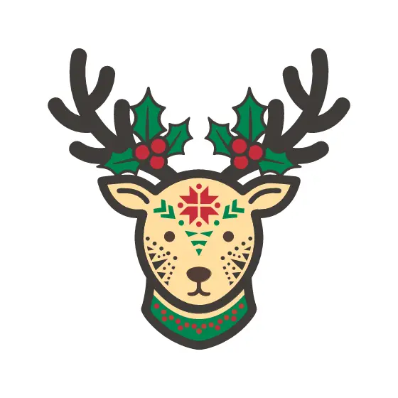Reindeer Head With Red Star Motif