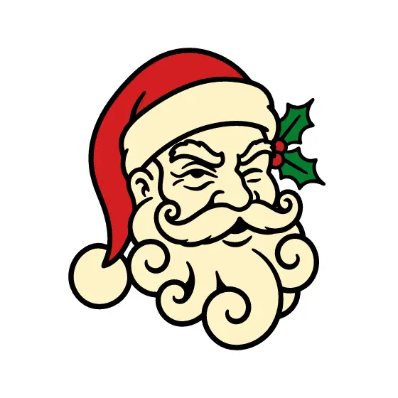 Winking Santa Head With Holly