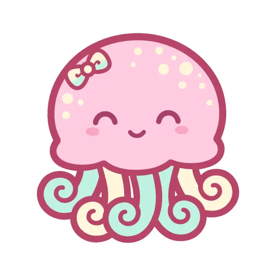 Pink Jellyfish With Bow And Bubbles