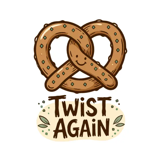 Smiling Pretzel With Twist Lettering