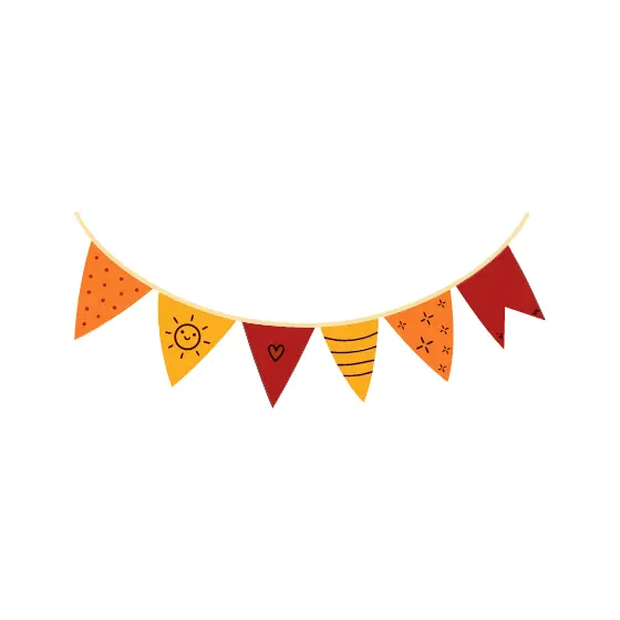 Bunting Flags With Sun and Heart