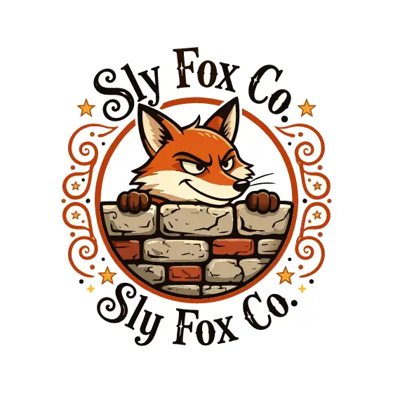 Scheming Fox Peeking Over Brick Wall