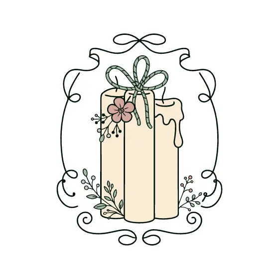 Cream Candle Bundle With Sage Bow