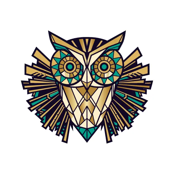 Ornate Art Deco Owl Face
