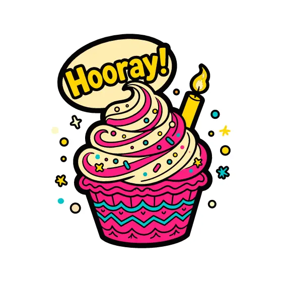 Hooray Cupcake With Cream Swirl
