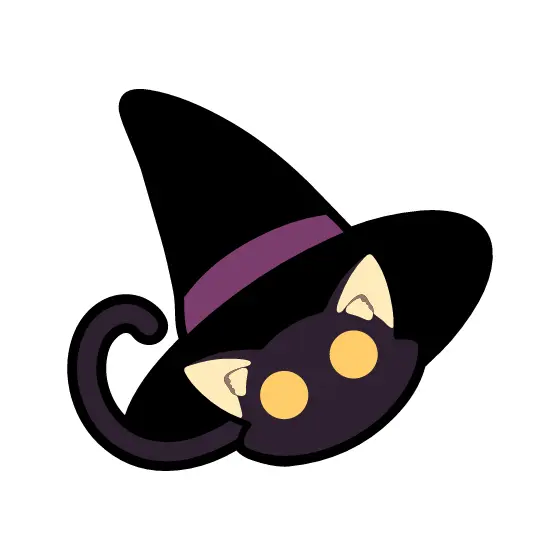 Black Cat Wearing Witch Hat