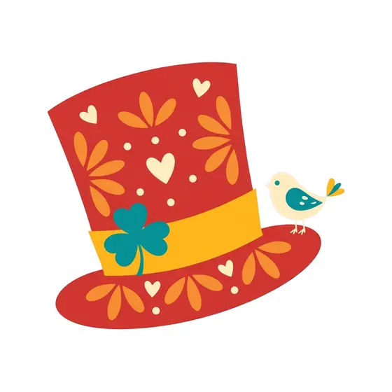 Red Folk Top Hat With Shamrock Band