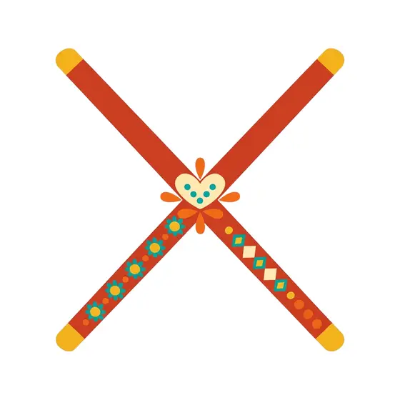 Chopsticks With Cream Heart and Diamonds