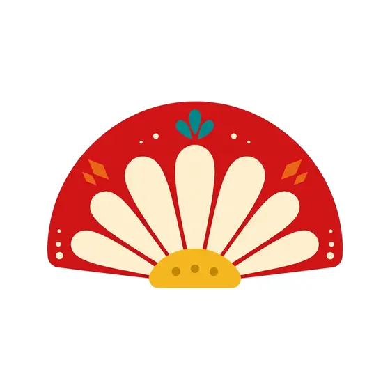 Red Fan With Orange Diamonds