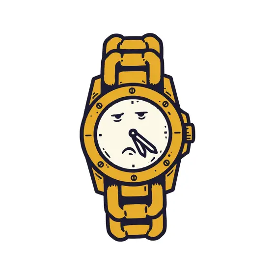 Sad Gold Watch With Droopy Face