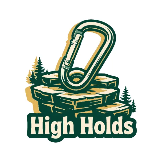 Carabiner on Ledge with Pine Trees
