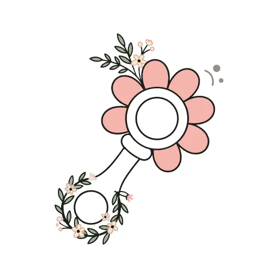 Blush Flower Rattle With Wreath Handle
