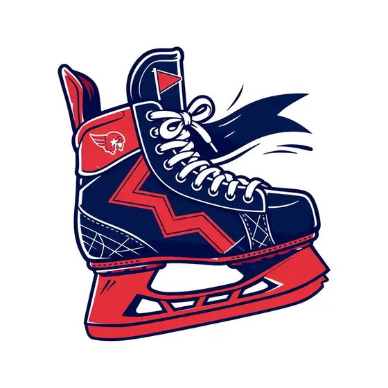 Red Hockey Skate With Flying Pennant