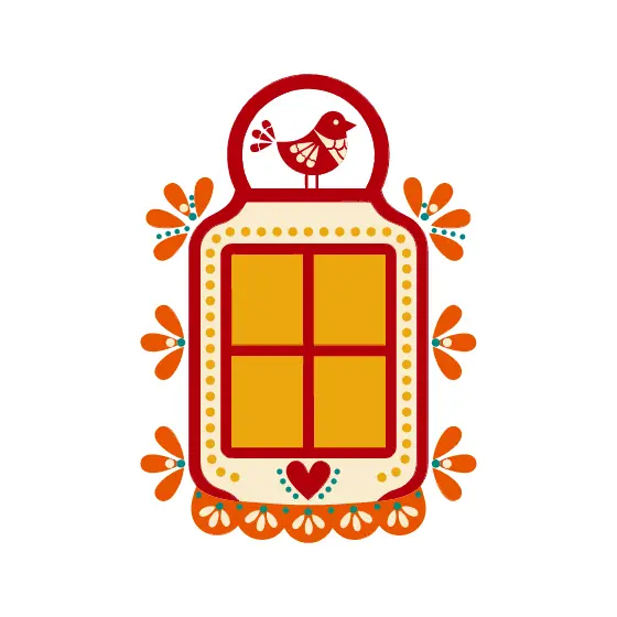 Red Folk Lantern With Bird Perch