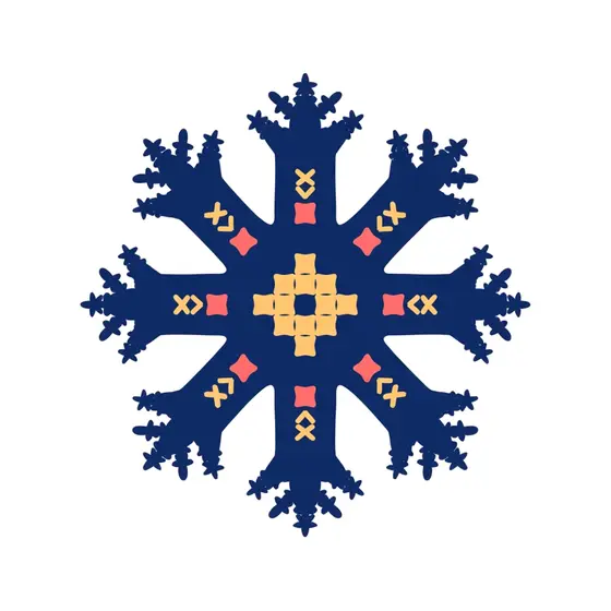 Navy Snowflake With Coral Tips and Crosses