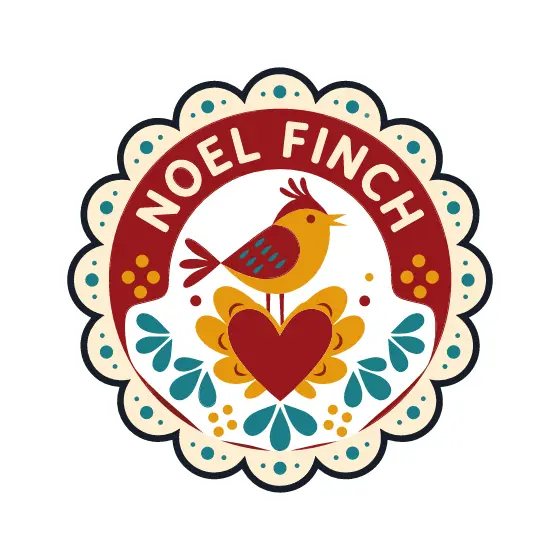 Noel Finch Badge in Cream and Red