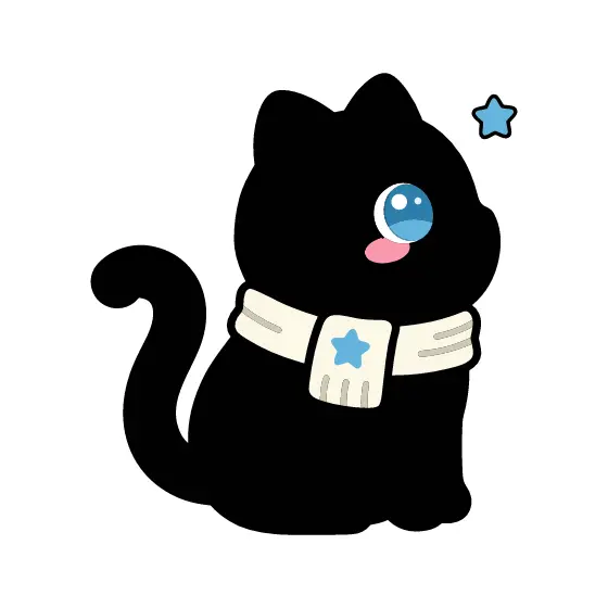 Black Cat in Cream Scarf with Star
