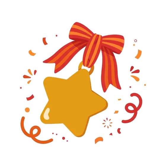 Gold Star Medal With Bow
